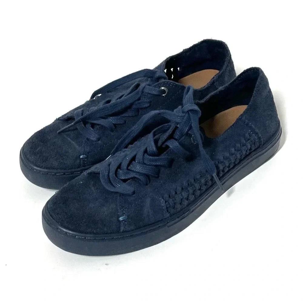 Toms Lenox Navy Blue Suede Sneakers Size 7